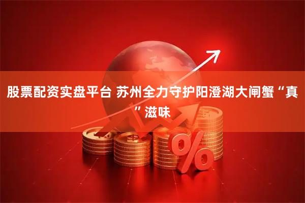股票配资实盘平台 苏州全力守护阳澄湖大闸蟹“真”滋味